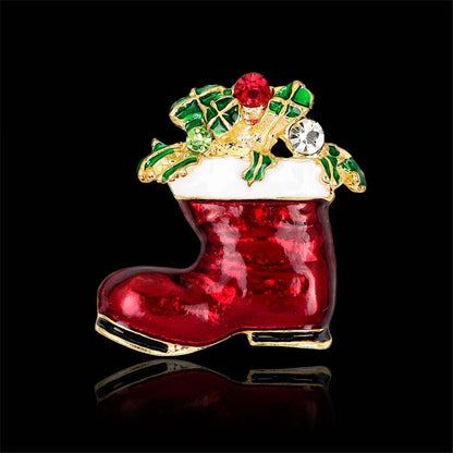Cubic Zirconia & Goldtone Stocking Boot Brooch-1