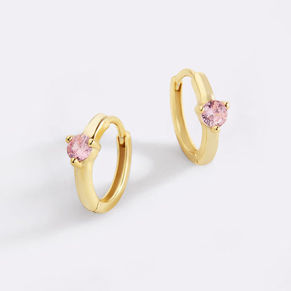 Mint & Lily Solitaire Birthstone Huggie Hoop Earrings