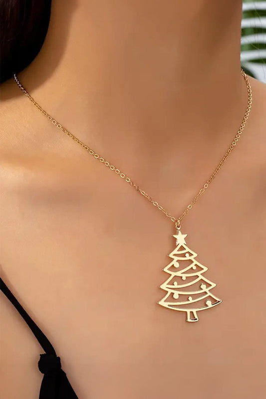 Threaded Pear Delilah Hollowed Christmas Tree Necklace