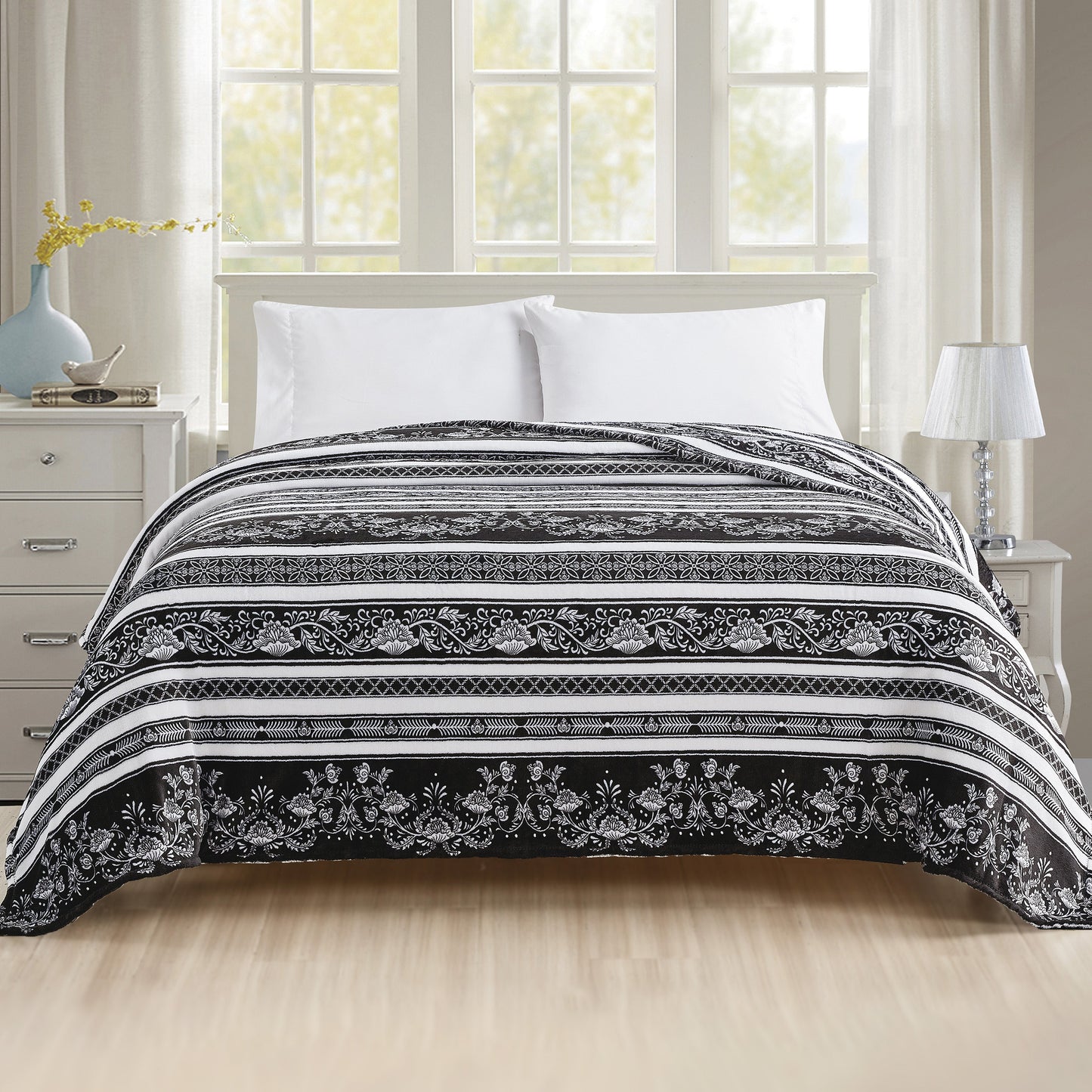 Elegant Comfort Printed Bed or Oversized Couch Blanket - Lightweight for All Season Warmth