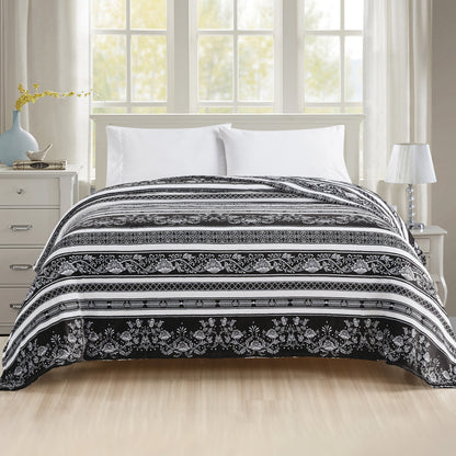 Elegant Comfort Printed Bed or Oversized Couch Blanket - Lightweight for All Season Warmth