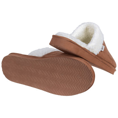 Born Men's Faux Suede and Sherpa Scuff Slippers (Black, Medium)