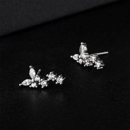 Cubic Zirconia & Silvertone Butterfly Drop Earrings
