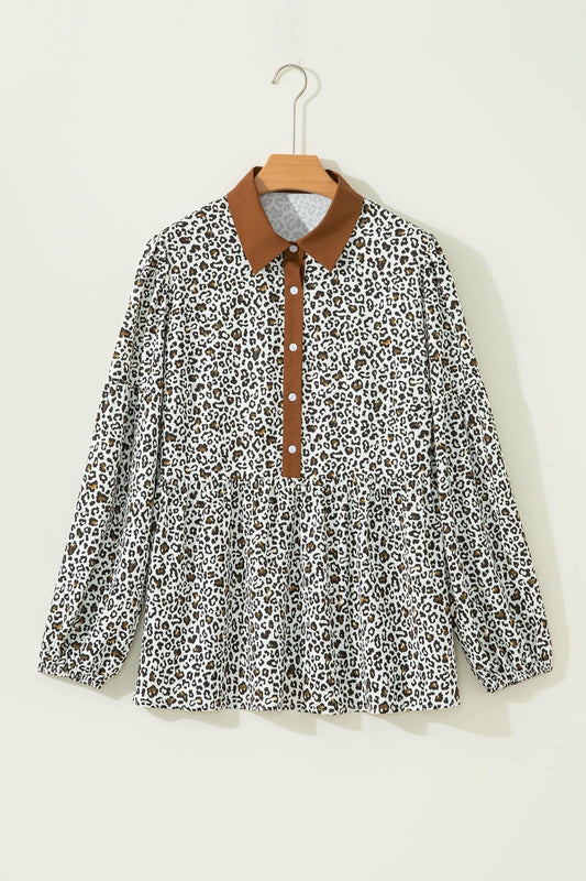 Threaded Pear Elsa Puff Sleeve Print PLUS Blouse