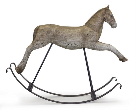 Melrose International Rustic Rocking Horse Decor with Metal Stand 22.25"L