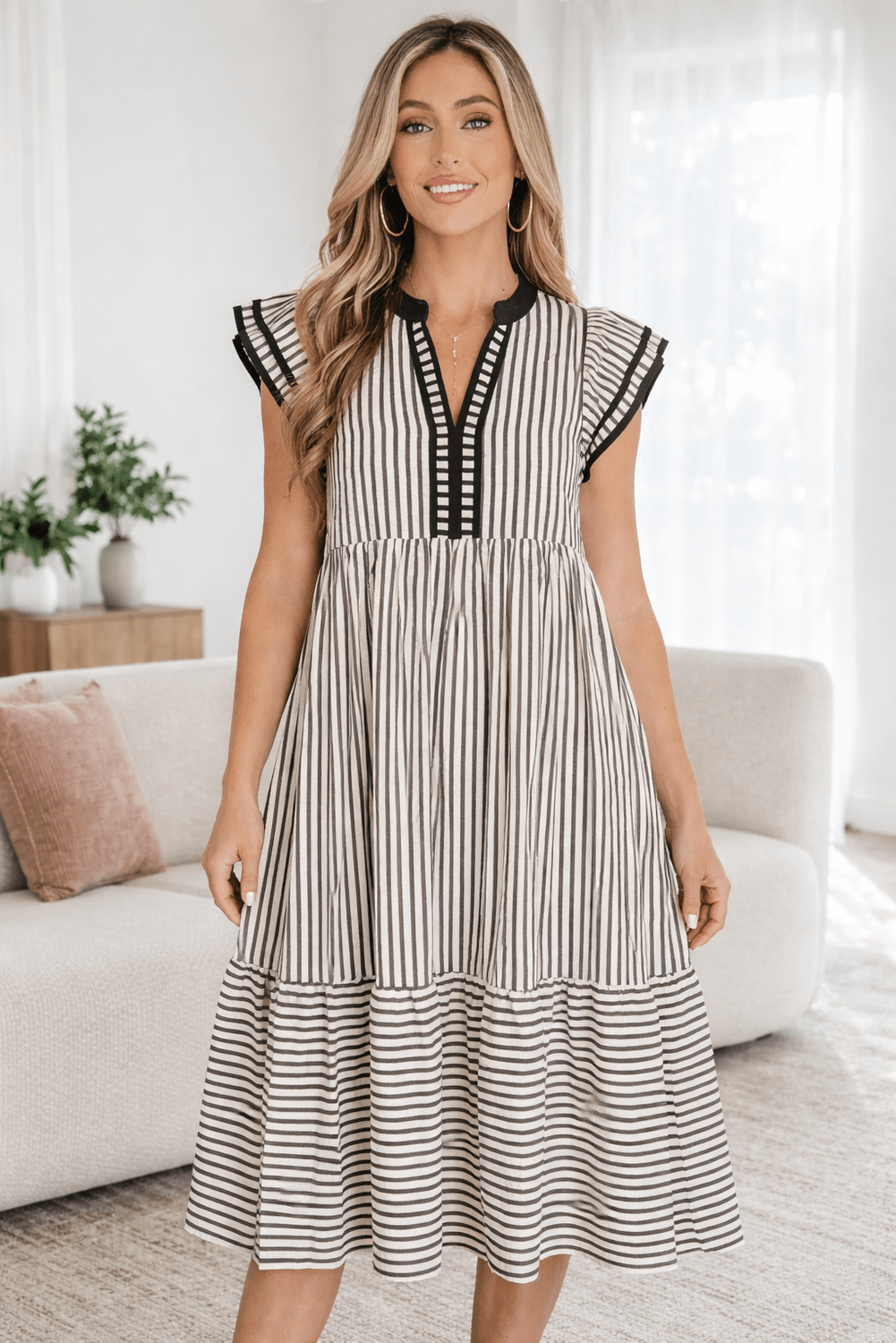 Skye Contrast Trim Midi Dress