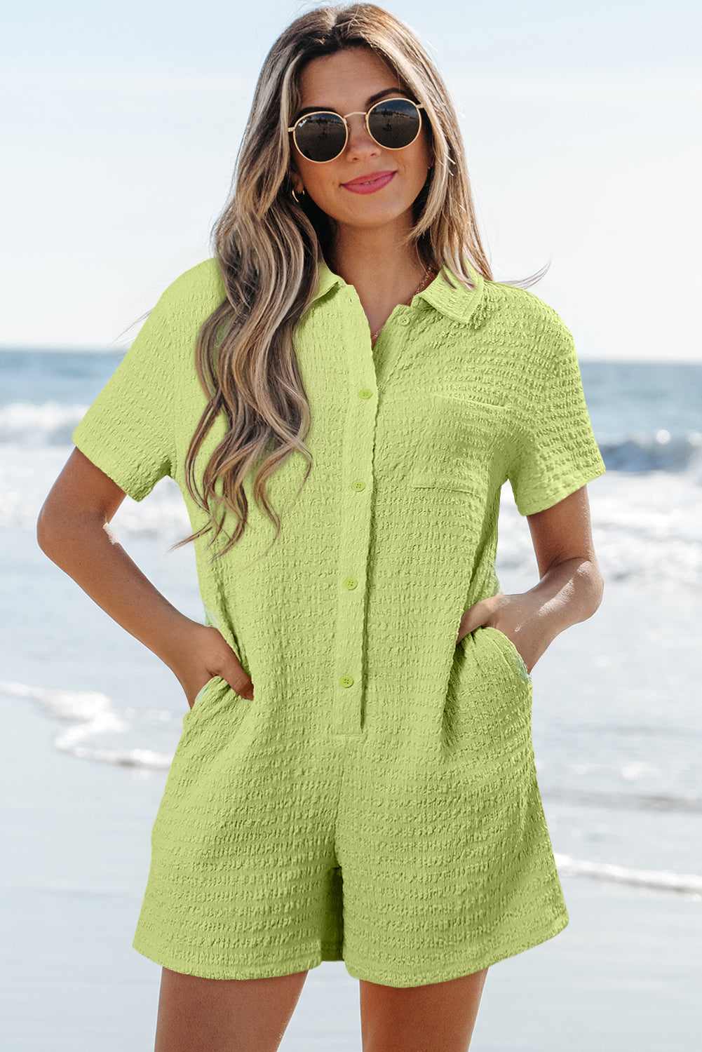 Talia Short Sleeve Patched Shirt - Meadow Mist Green / L - 12/14