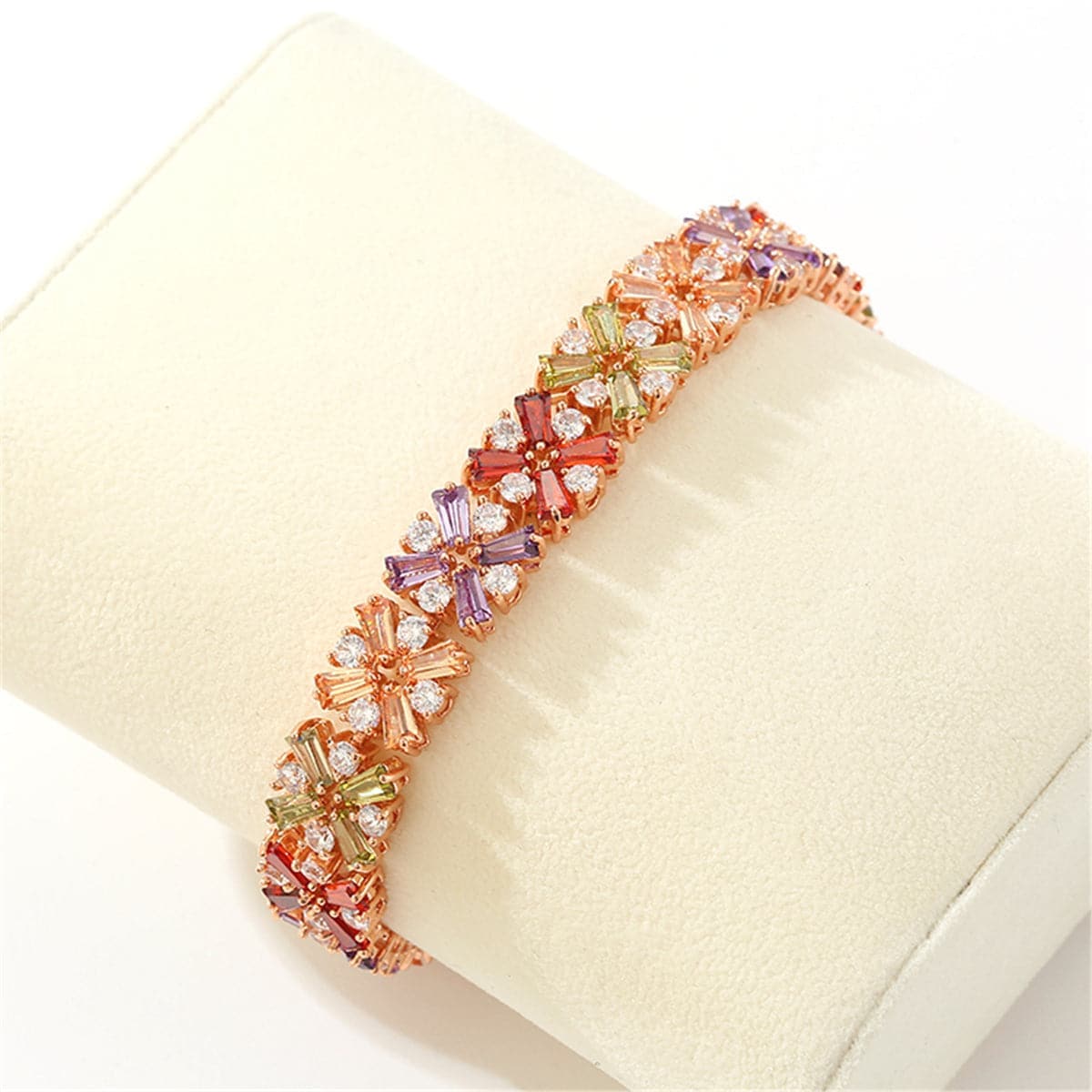 Jewel-tone Crystal & Rose Goldtone Abstract Bracelet
