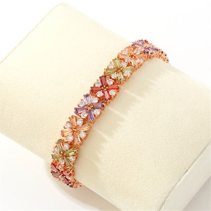 Jewel-tone Crystal & Rose Goldtone Abstract Bracelet