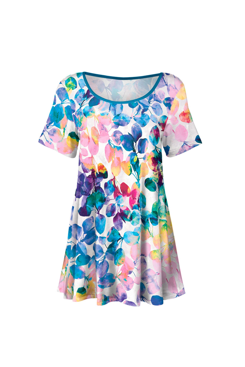 Lily by Firmiana Women’s Sleeveless Short Dress with Pleated Skirt Women’s Apparel Black Multicolor Tropical Floral Print