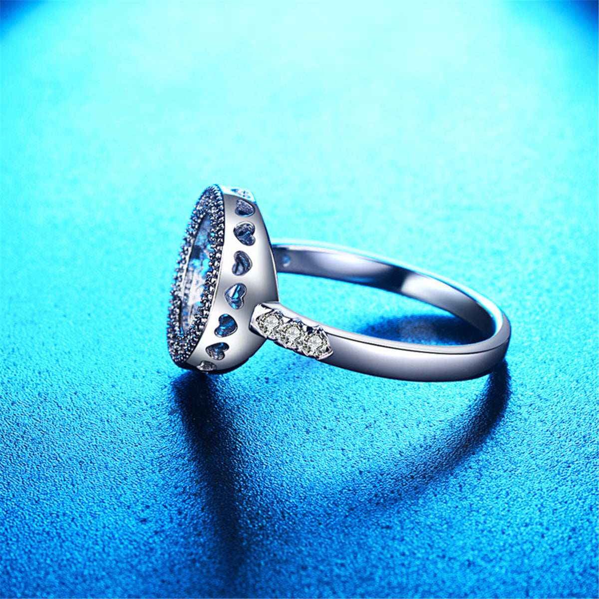 Cubic Zirconia & Silvertone Open Round Ring-5