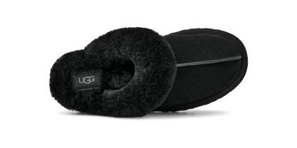 UGG Disquette Womens Platform Slippers — Black Suede