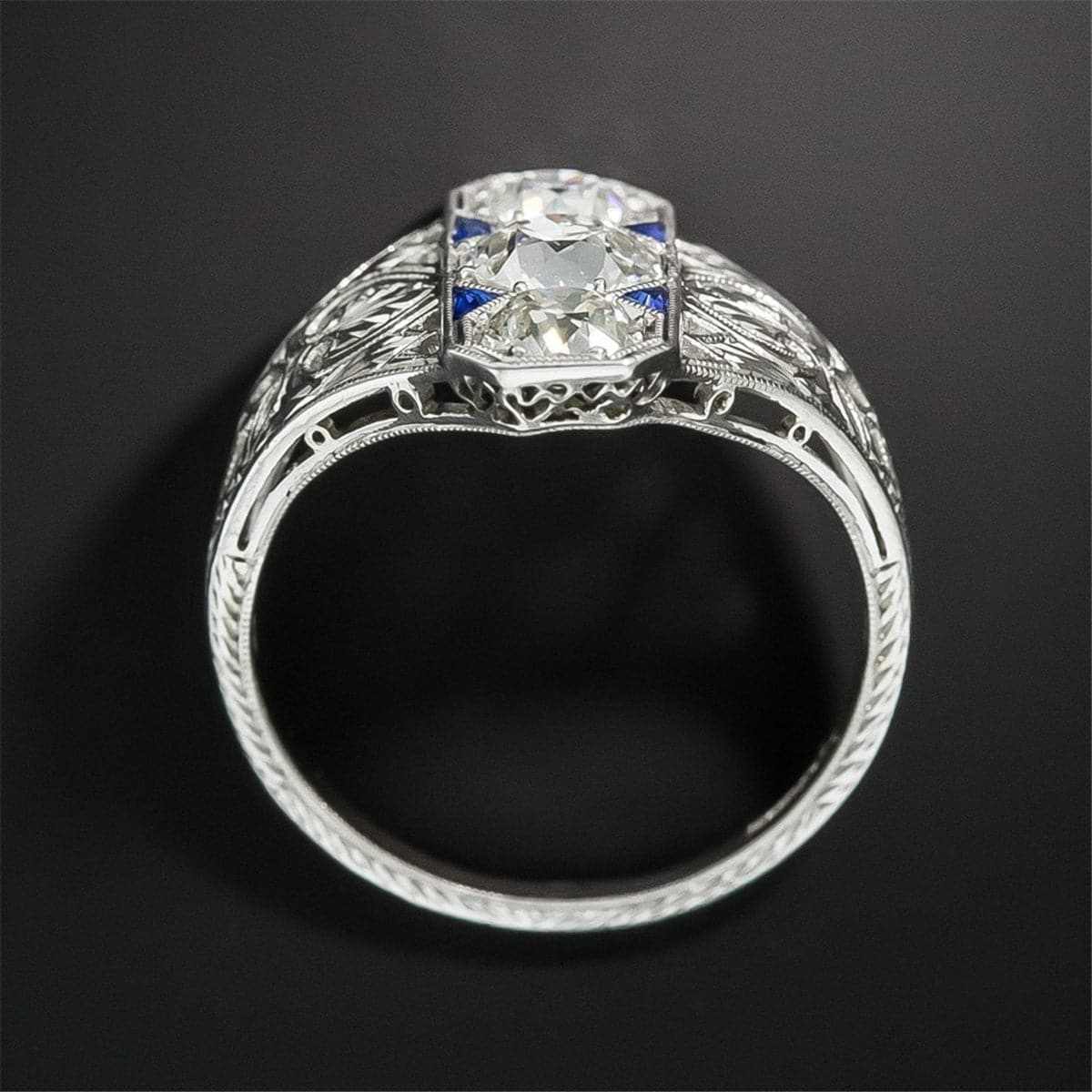 Blue Crystal & Silvertone Eternity Ring
