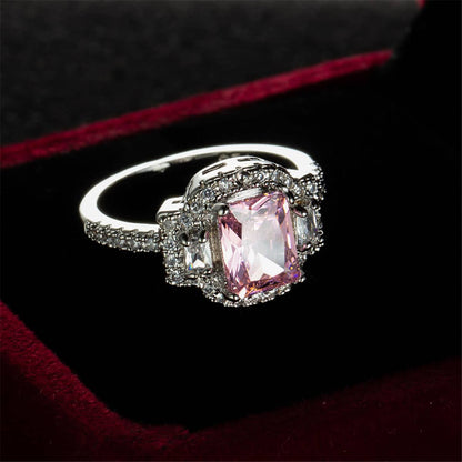 Pink Crystal & Cubic Zirconia Radiant-Cut Ring-2