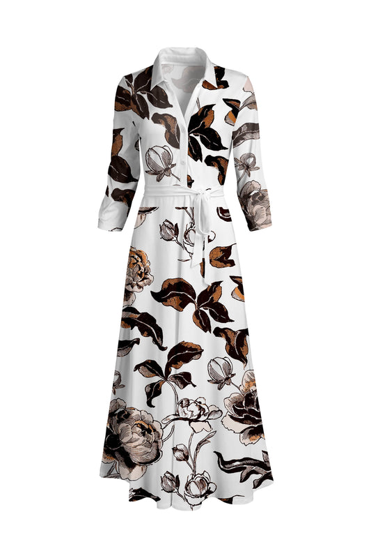 White & Brown Feather Print-