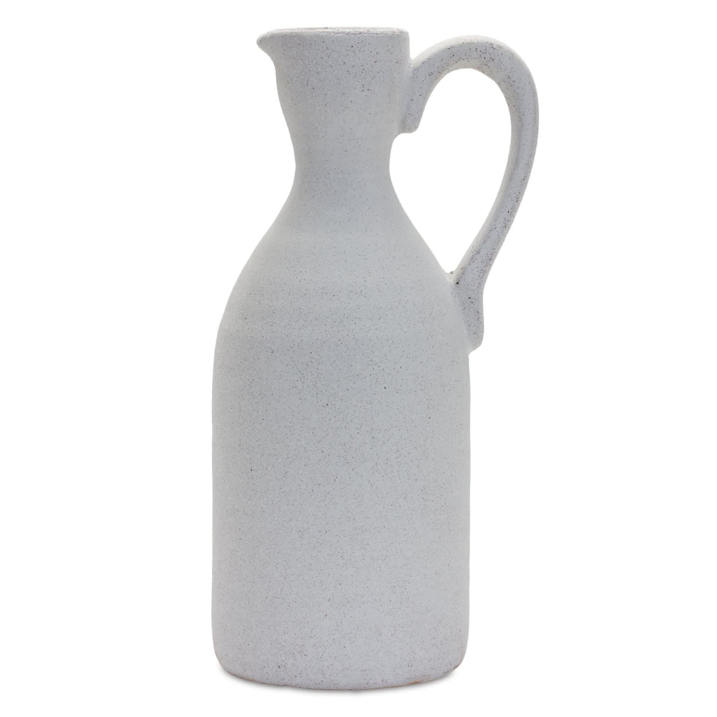 Melrose International Modern White Clay Pitcher Vase 13.5"H