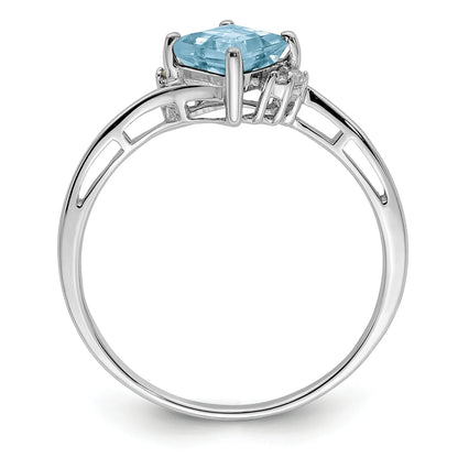 Diamond and Aquamarine Solitaire Bypass Ring