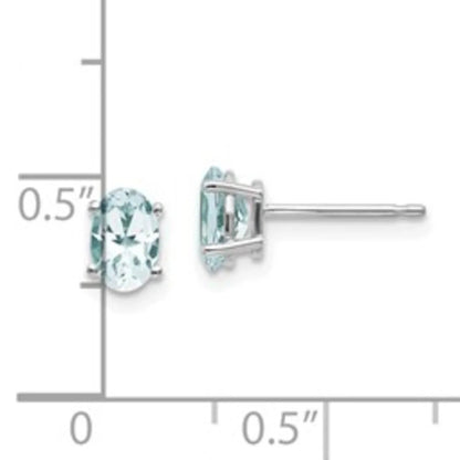 14k White Gold Aquamarine Stud Earrings