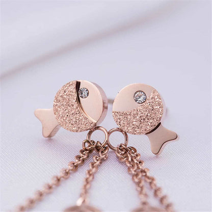 Rose Goldtone Fish Drop Earring