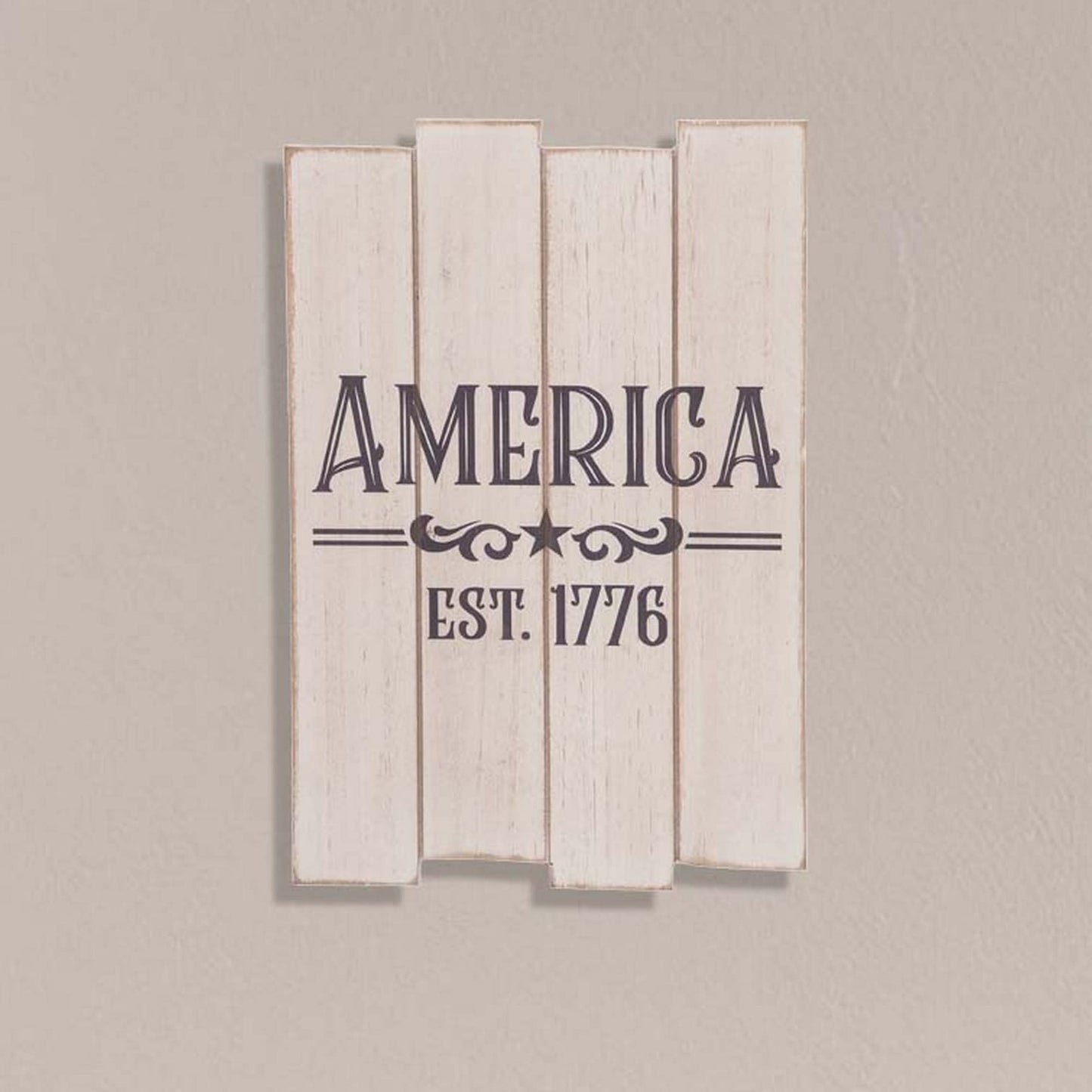 11.75 Inch White Patriotic America Slat Decor Wall Sign Panels for July 4th Celebrations