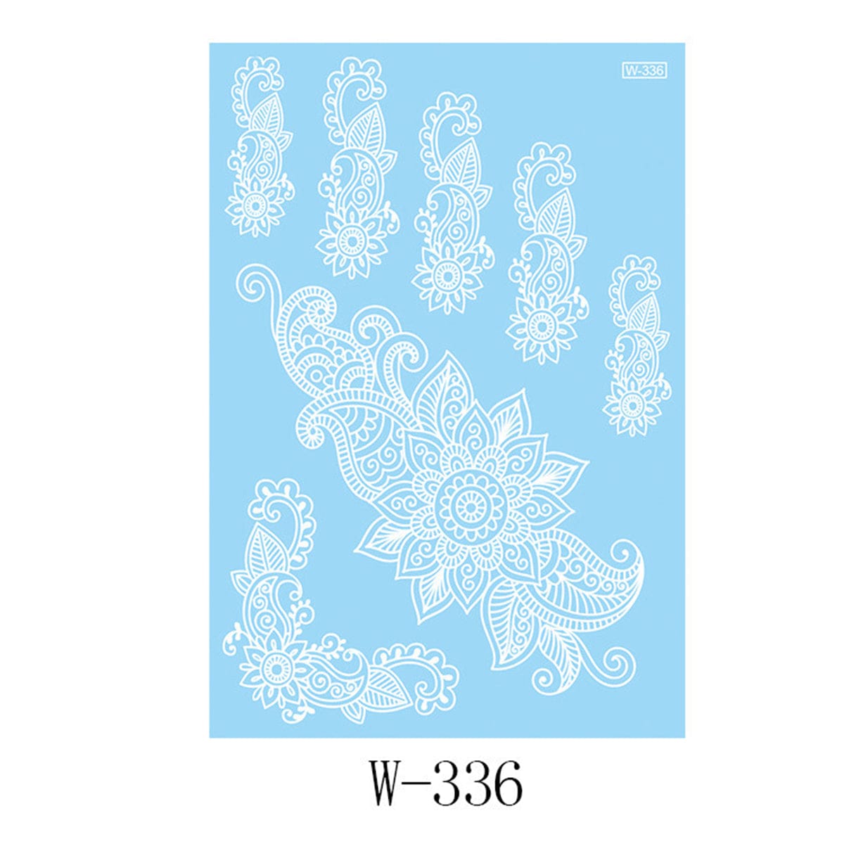 White Paisley Floral Temporary Tattoo Set - 5 Pcs