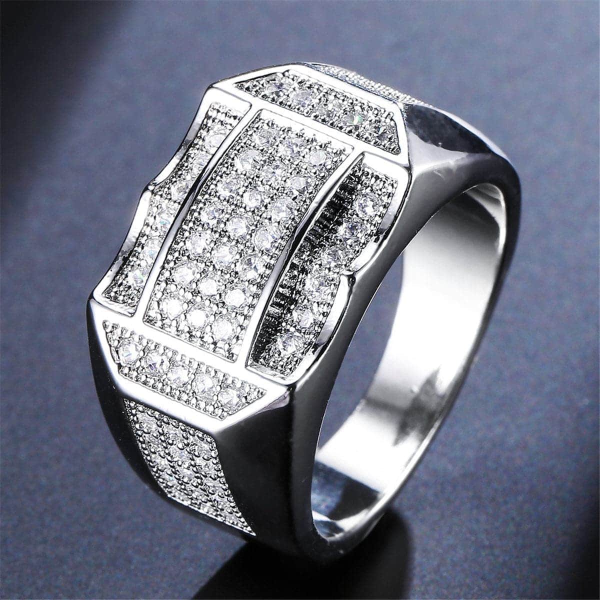Cubic Zirconia & Silvertone Pavé Band
