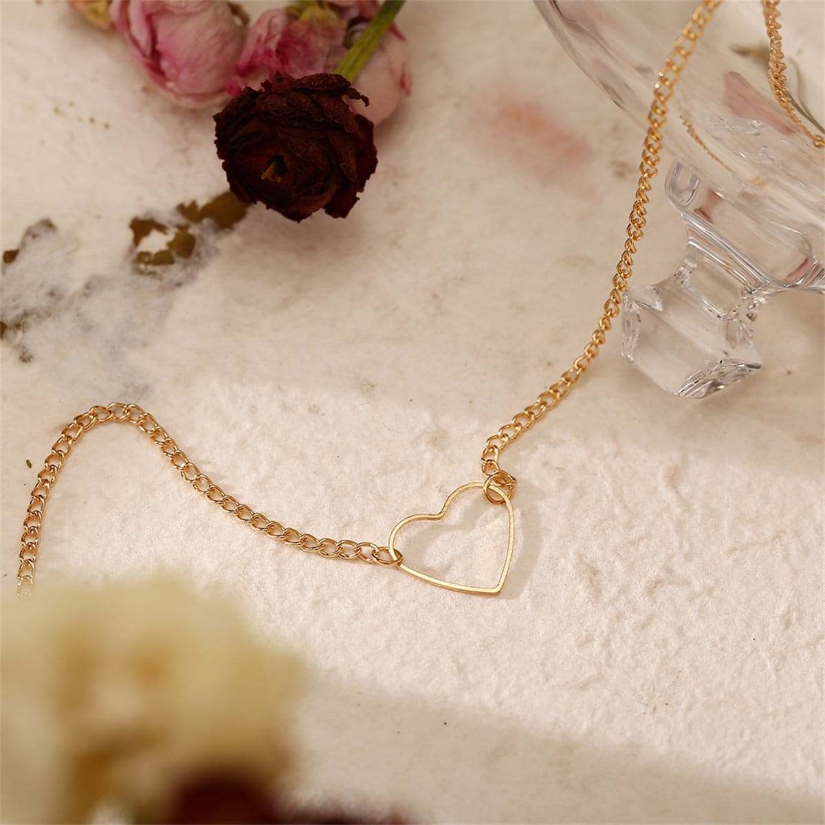 Goldtone Open Heart Choker
