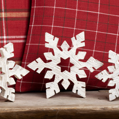 7.75 in White Christmas Rustic Snowflake Set of 3 Decorative Objects Polyresin Holiday Decor