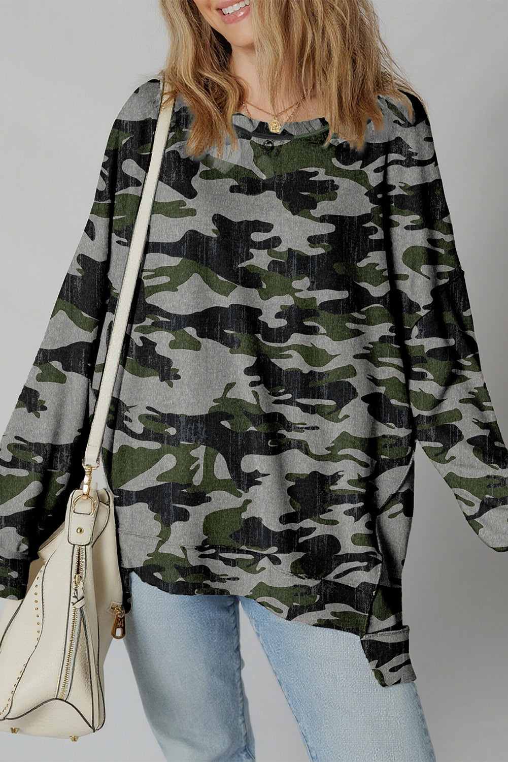 Honey Patchwork Drop Shoulder Sweatshirt - Green / L - 12/14