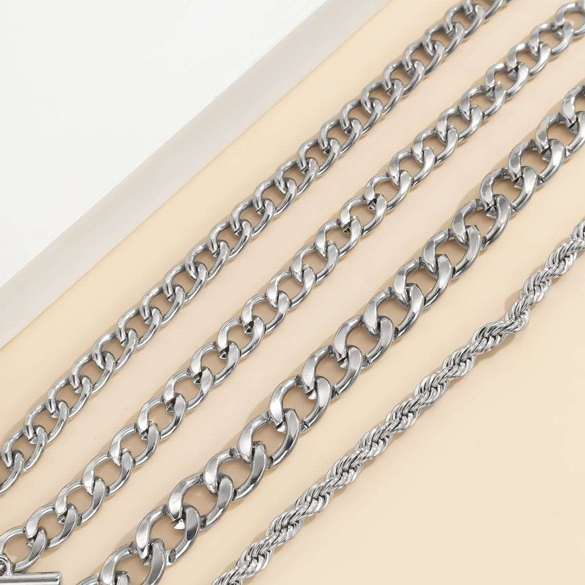 Silvertone Coin Toggle Chain Bracelet Set