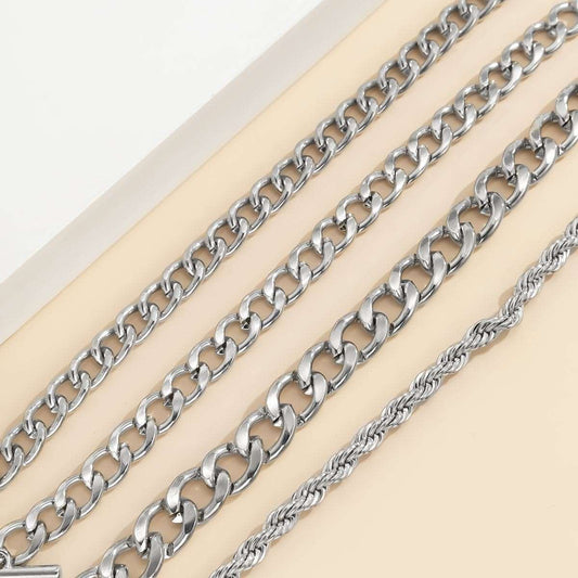 Silvertone Coin Toggle Chain Bracelet Set
