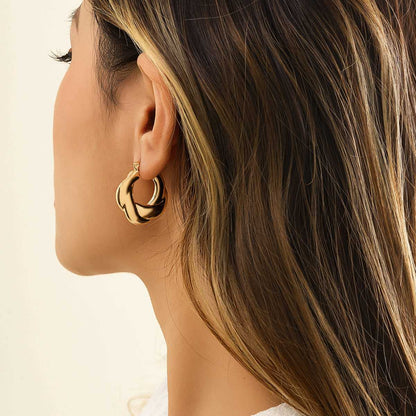 Goldtone Twist-Accent Huggie Earrings