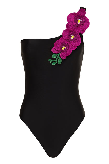 Vanda - StripeOne Shoulder Style Swimsuit
