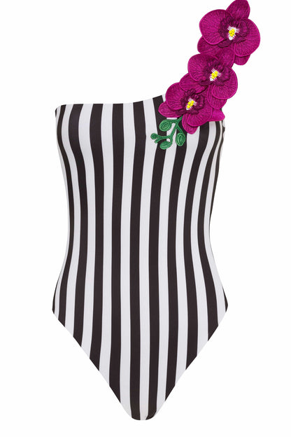 Vanda - White One Shoulder Style Swimsuit