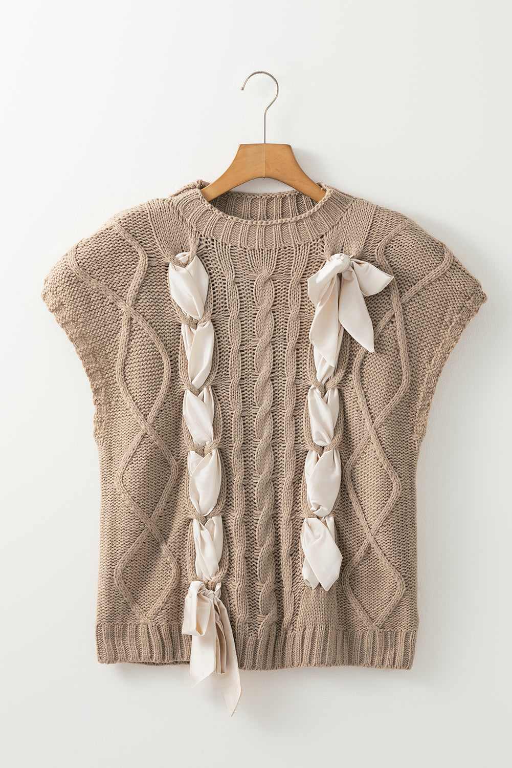 Emma Bowknot Short Sleeve Sweater - Simply Taupe / L - 12/14