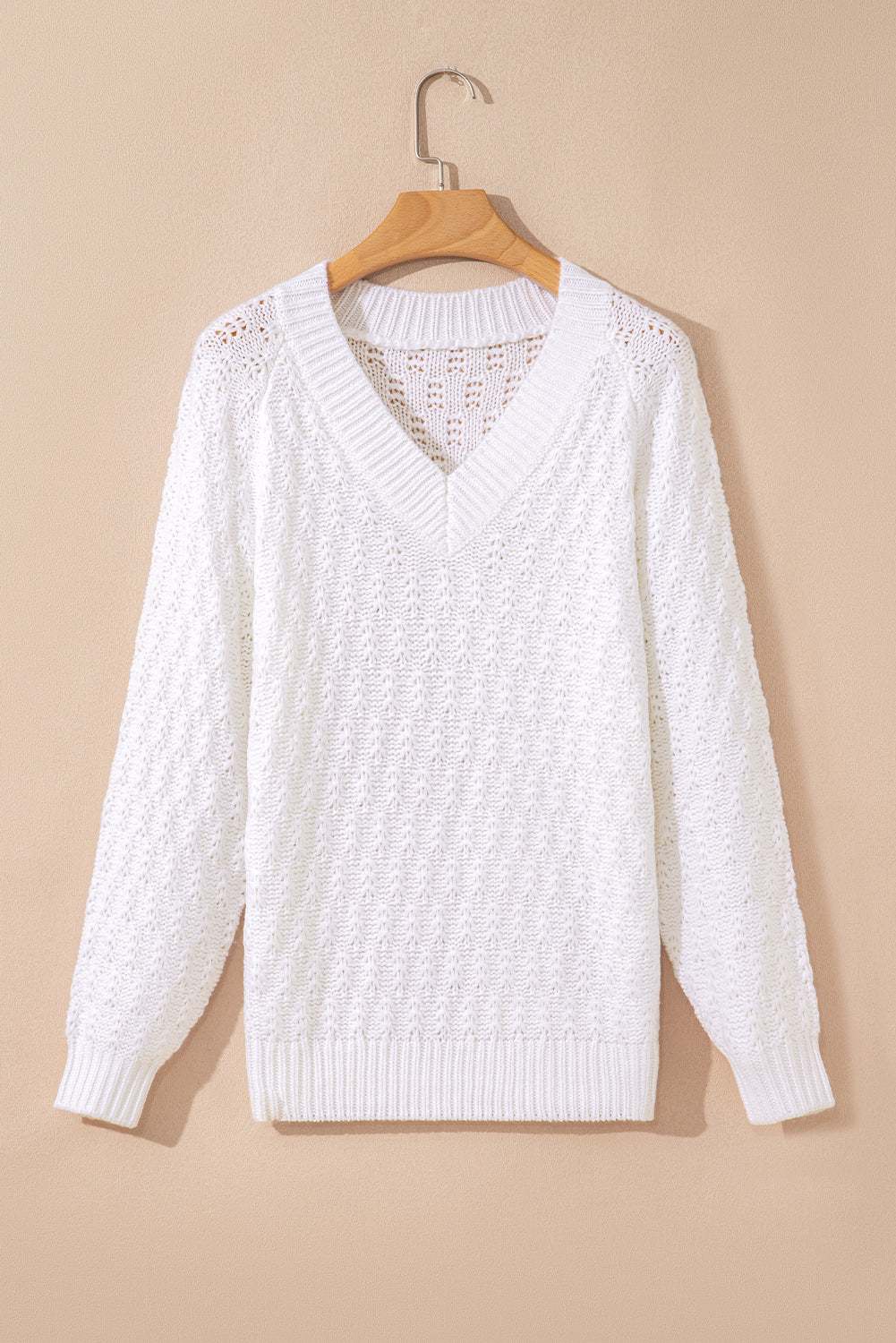 Emma Ribbed Edge Loose Sweater - White / XL - 16/18
