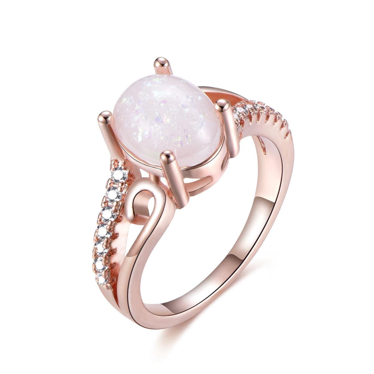 White Opal & Rose Goldtone Promise Ring