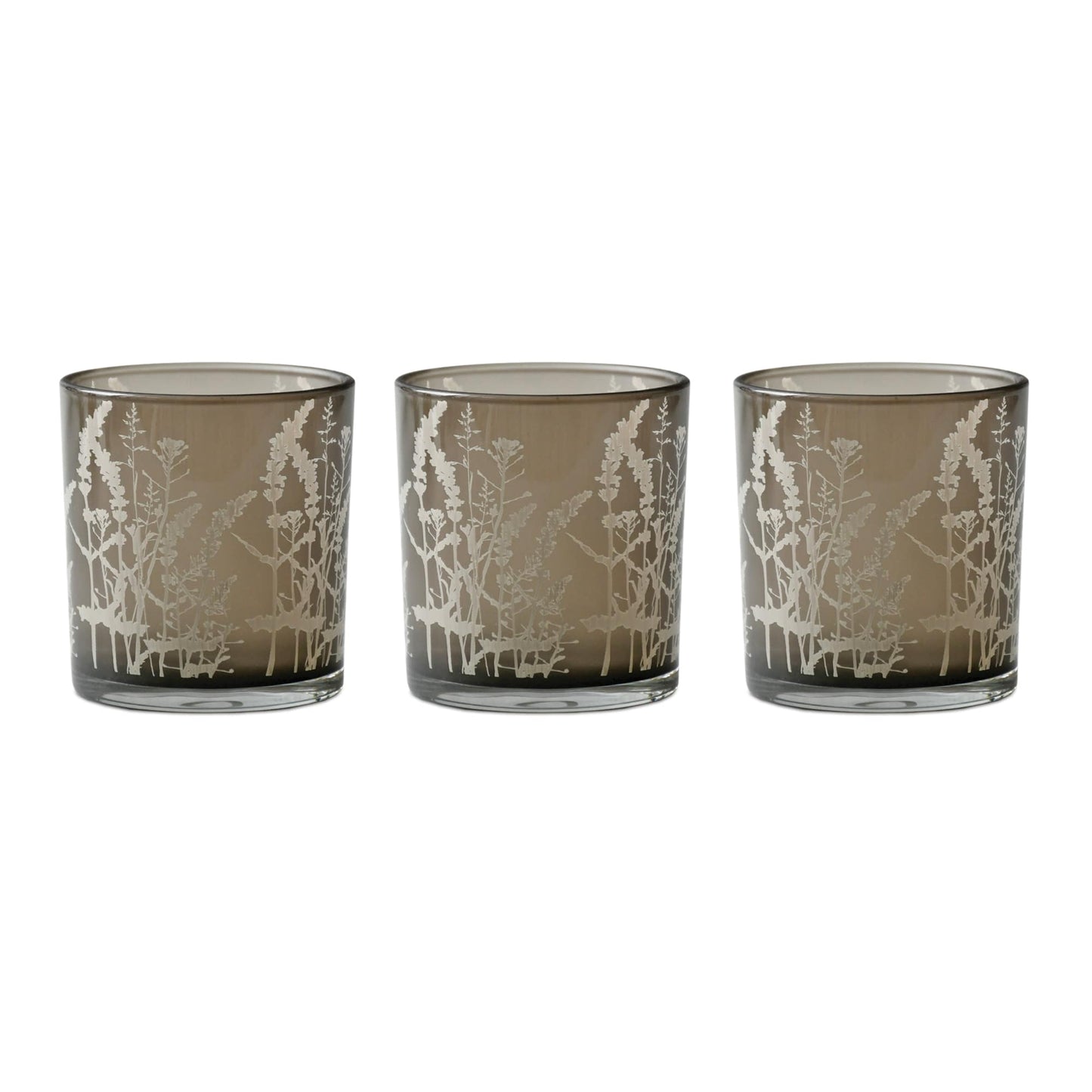 Melrose International Wildflower Glass Candle Holder (Set of 3)