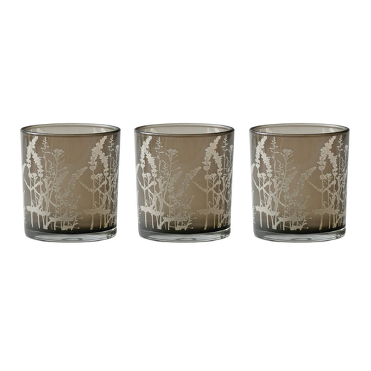 Melrose International Wildflower Glass Candle Holder (Set of 3)