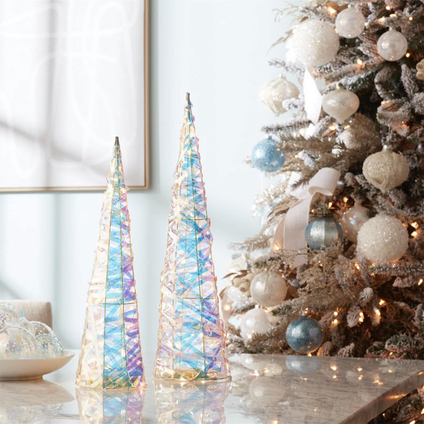 Melrose International Iridescent LED Tree (Set of 2)