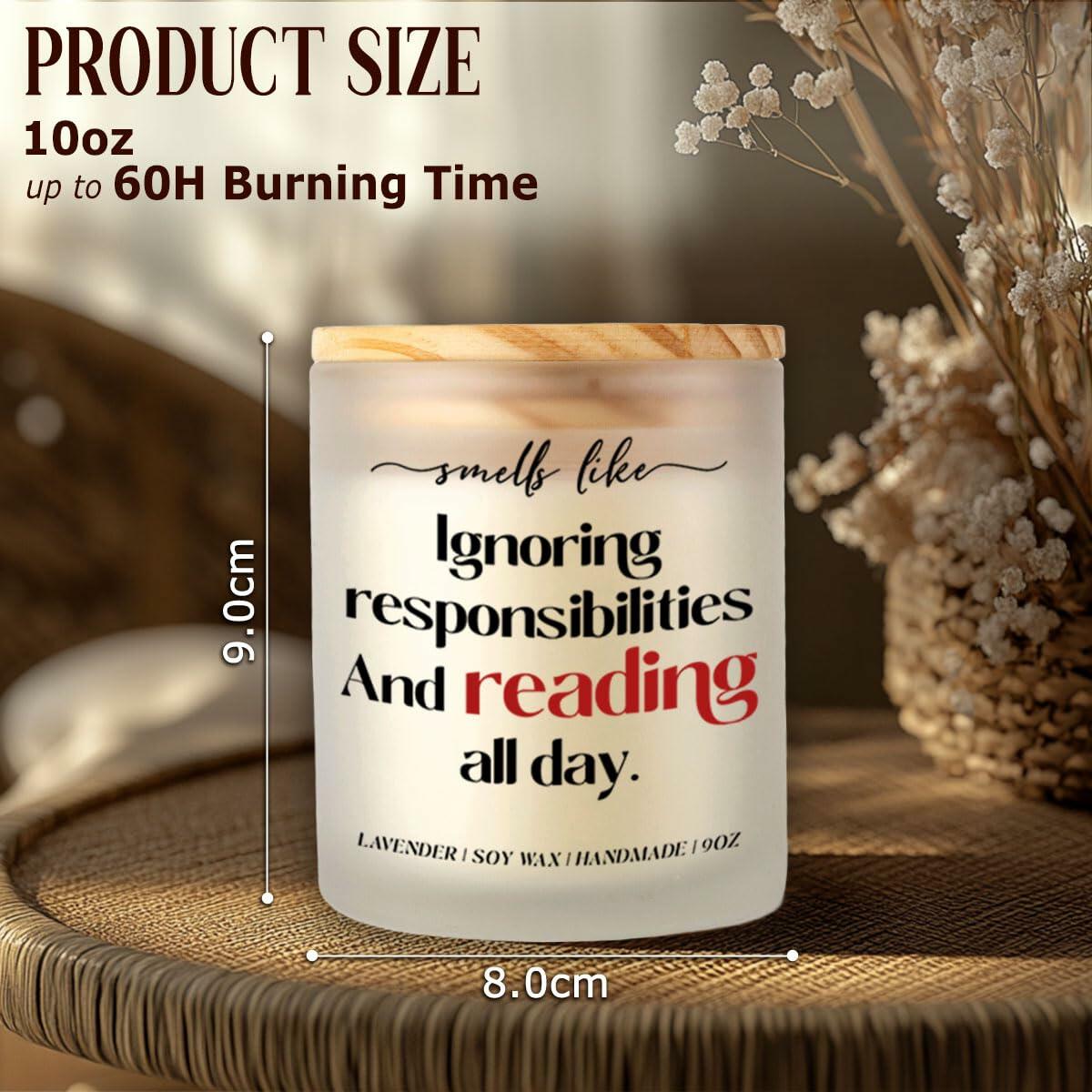 Lavender Scented Candle 9Oz Book Lovers Gift Reading Accessory Soy Wax
