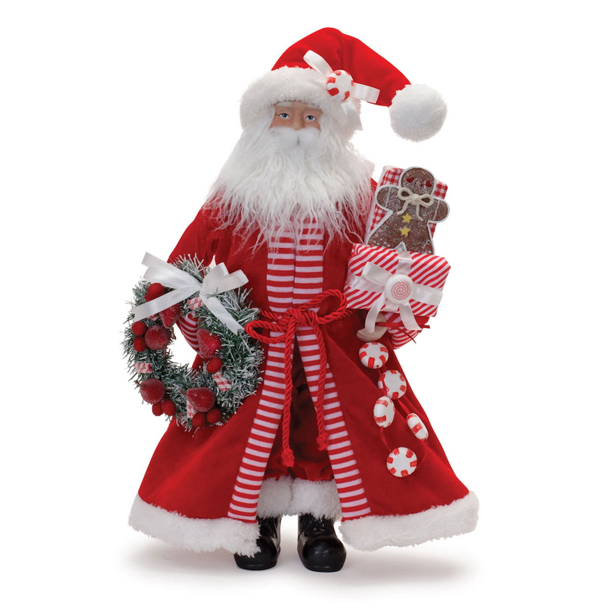 Melrose International Peppermint Santa Character with Wreath 20