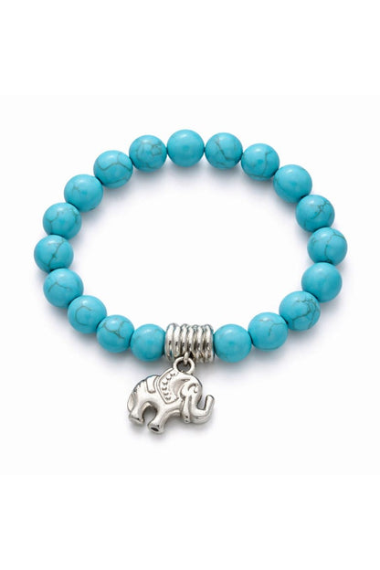 Turquoise and Elephant Beaded Bracelet