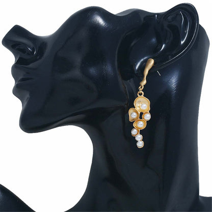 Pearl & Goldtone Mushroom Drop Earrings