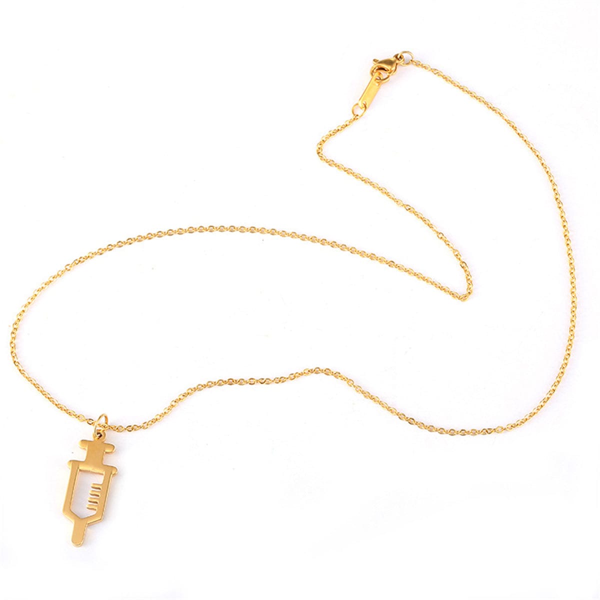 Goldtone Open Injector Pendant Necklace