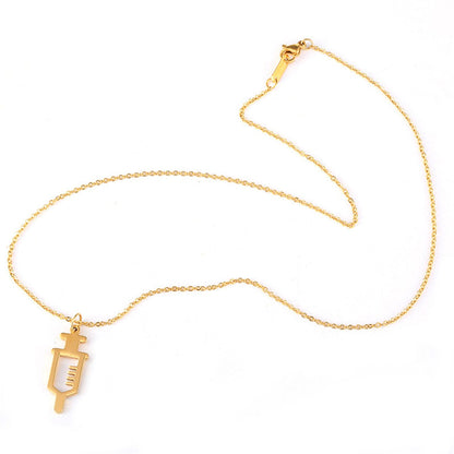 Goldtone Open Injector Pendant Necklace
