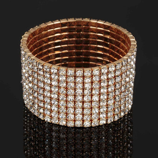 Cubic Zirconia & Goldtone Stretch Bracelet