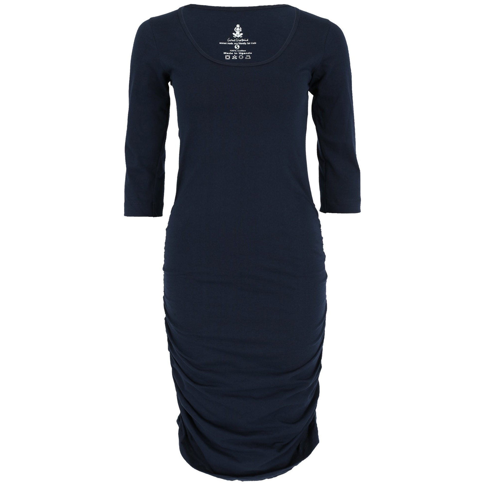 Organic Shirred Tunic Dress - Black