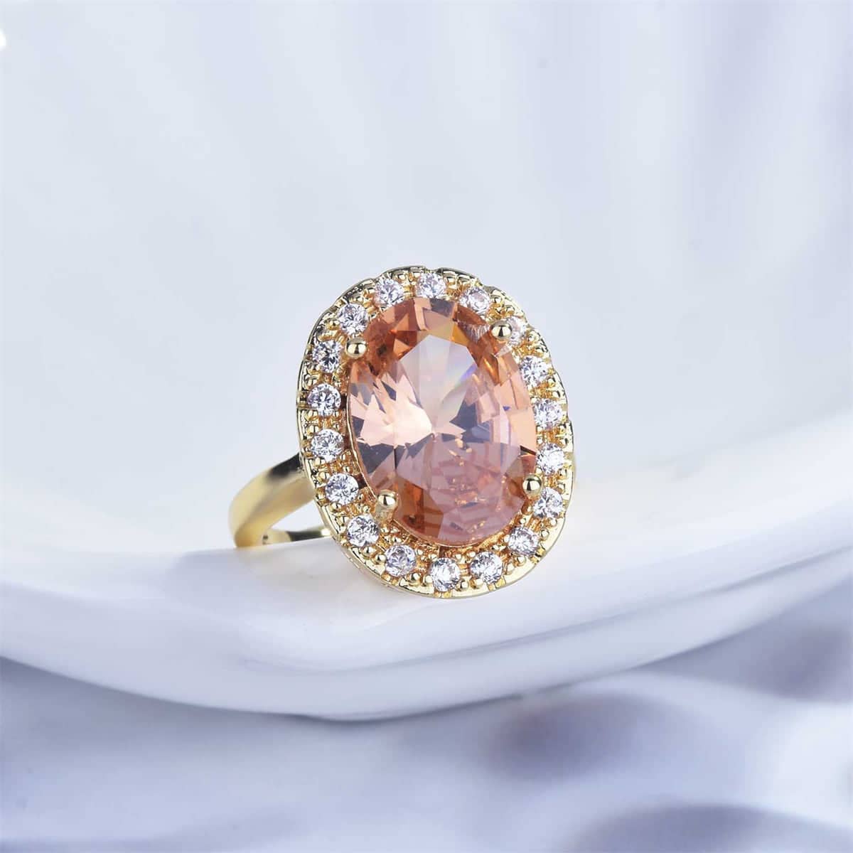 Crystal & Cubic Zirconia Goldtone Hola Ring