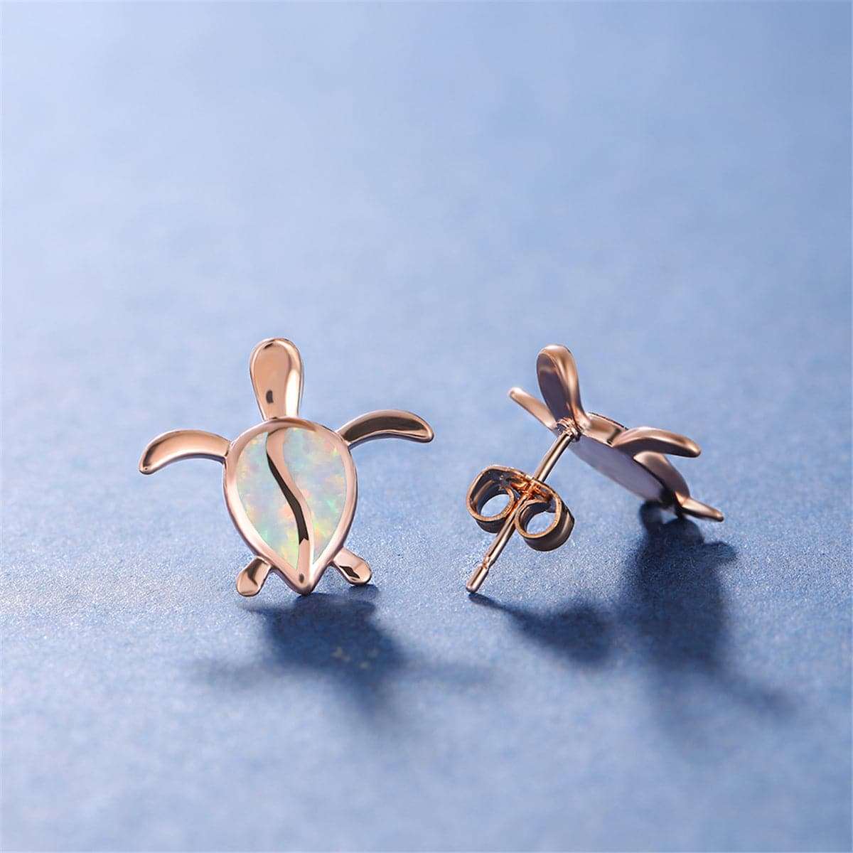 Opal & Rose Goldtone Turtle Stud Earrings
